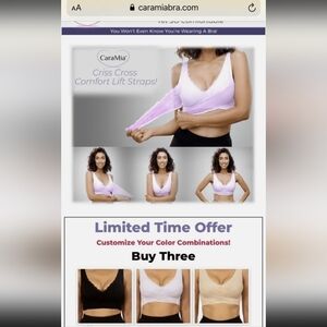 Women’s Bra By CARA MIA Wireless Padded Stretch Bra Women's Size M Black